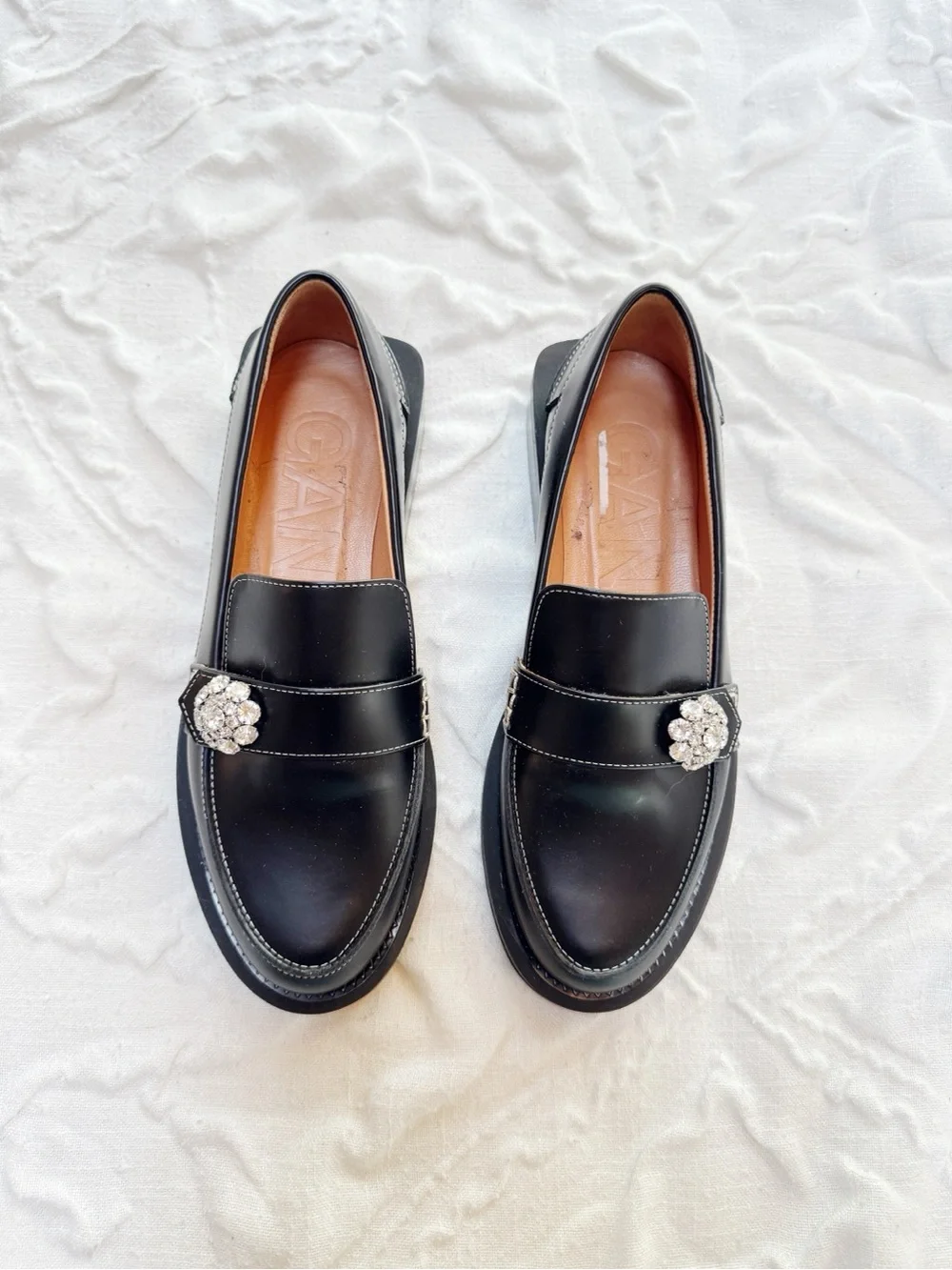 Ganni Jewel Button Loafer Size 5 New - Picture 6 of 12
